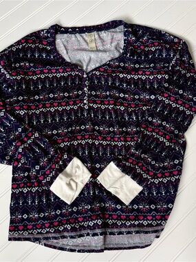 Jessica Simpson Navy & Pink Henley Top & Pants PJ set
